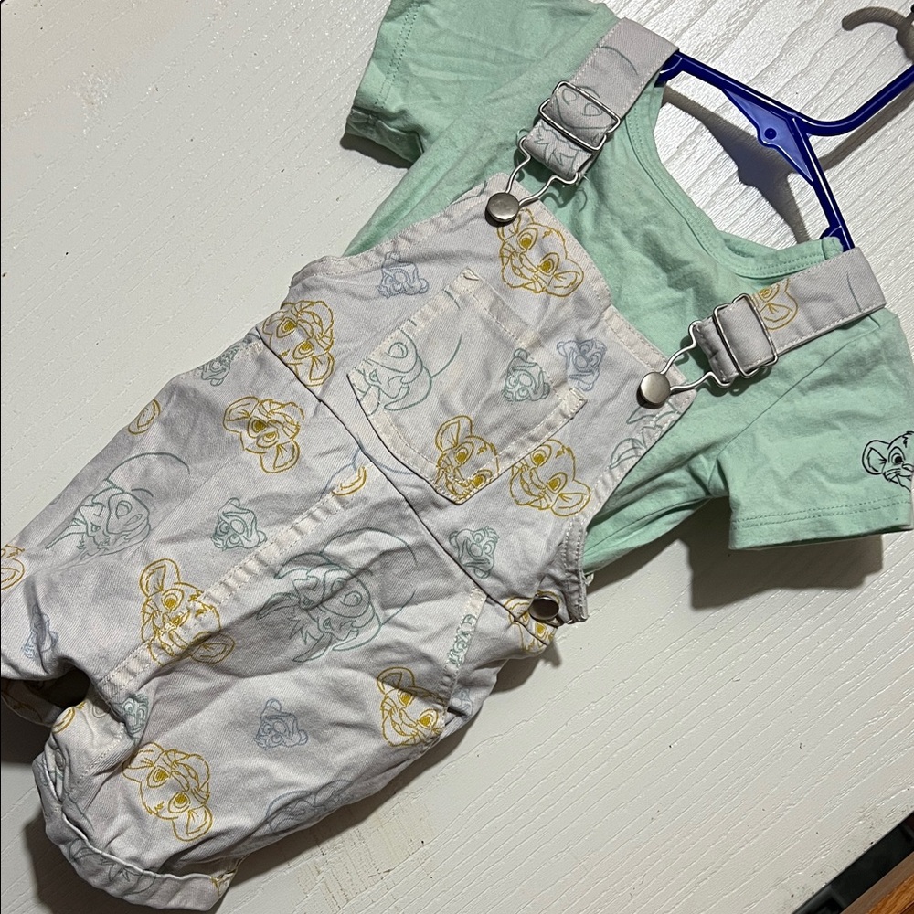 Disney Mint and Gray Kids Overalls